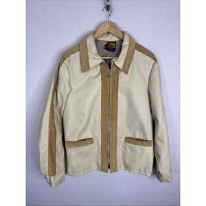 Vintage Gary-Mor Montreal Zip Jacket Beige Corduroy Trim Men’s M 60s 70s